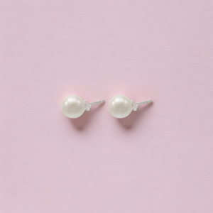 Minimal Pearl Studs with Classic Charm