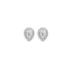Elegant Double Halo Pear Stud Earrings