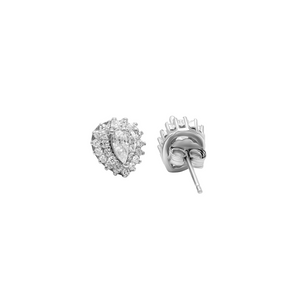 Elegant Double Halo Pear Stud Earrings