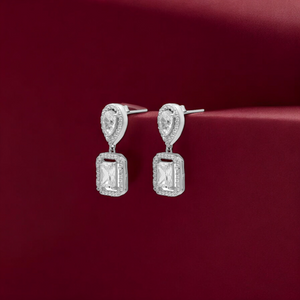 Elegant Pear and Baguette Gem Drop Earrings