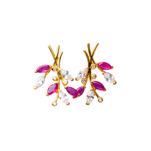 Sterluv's Sterling Silver Ruby Vine Whisper Stud Earrings for Women - Ideal Daily Wear & Festival Jewellery