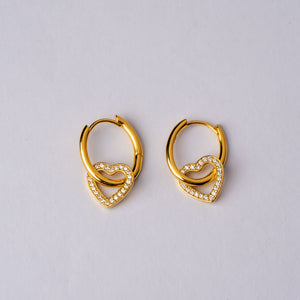 Golden Allure Hearts Hoops