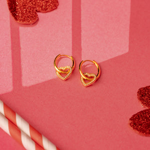 Golden Allure Hearts Hoops