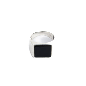 Men's Sterling Silver Shadow Square Ring for Office Wear