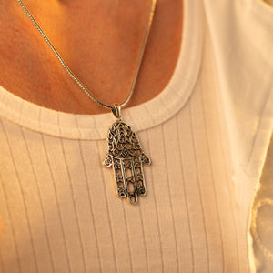 Sterling Silver Chainless Divine Hamsa Hand Pendant For Men, Ideal Travel Wear Jewellery by Sterluv