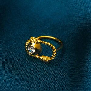 Women's Sterling Silver Allure Twist Gold Ring - Ideal Statement Jewellery by Sterluv