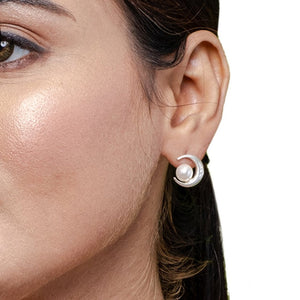 Enchanting Crescent Moon Pearl Studs