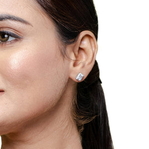 Sleek Halo White Stone Studs