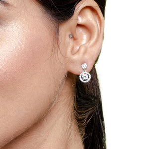 Graceful Floral Halo Drop Earrings