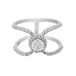 Chic Halo Round White Zircon Ring