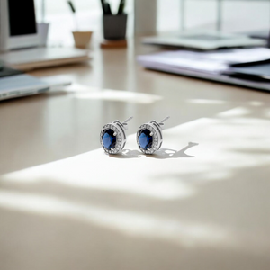 Celestial Blue Halo Zircon Studs