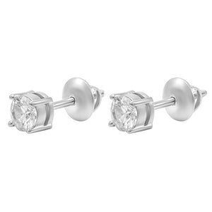 Subtle Round White Stone Studs