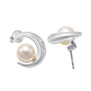 Enchanting Crescent Moon Pearl Studs