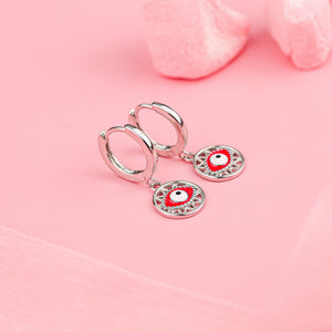 Red Shield Evileye Hoops