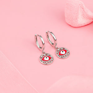 Red Shield Evileye Hoops