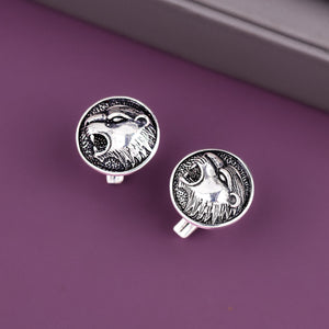Men's Sterling Silver Lion Emblem Cufflinks For Office Wear