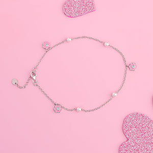 Pink Blossom Charm Anklet