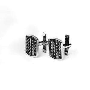 Men's Sterling Silver Midnight Accent Cufflinks For Office Wear