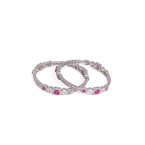 Sterluv's Sterling Silver Scarlet Harmony Bangle For Women - Ideal Jewellery for Diwali, Navaratri & Ganesh Chaturthi